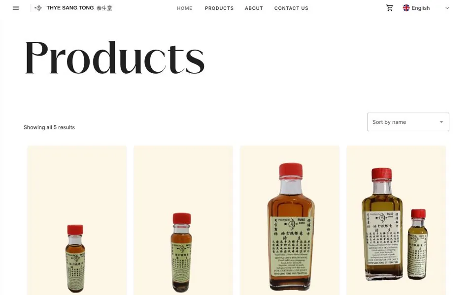 Thye Sang Tong products page